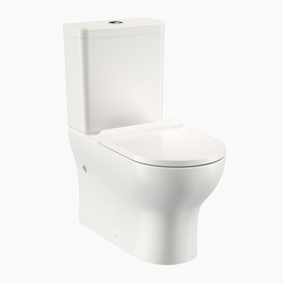 Clark Round Back To Wall Toilet Suite - White (CL30009.W4S)