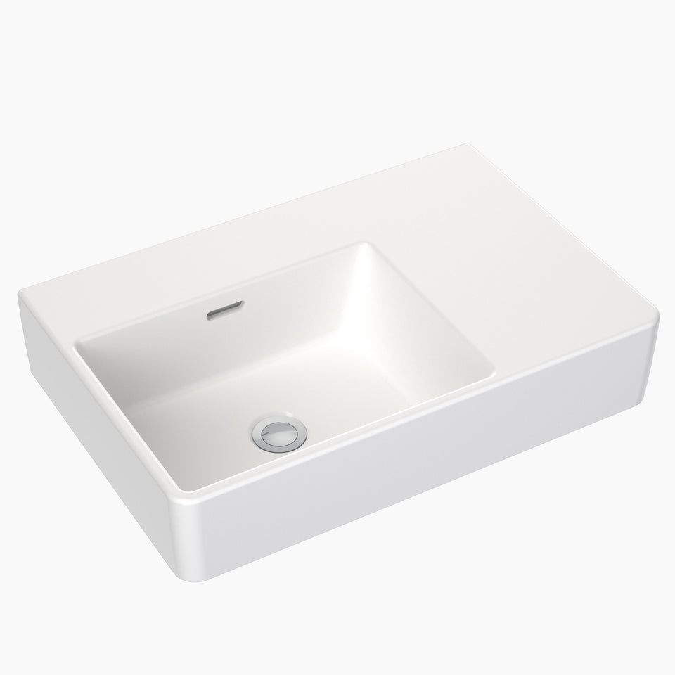 Clark Square Wall Basin Right Hand Shelf 600mm - White (CL40008.W0RH)