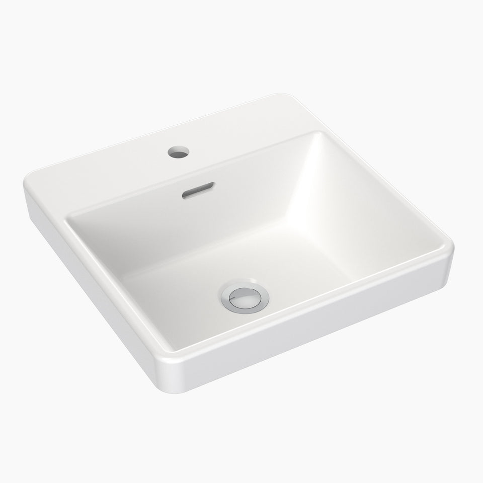 Clark Square Inset Basin with Tap Landing 400mm - White (CL40013.W1)