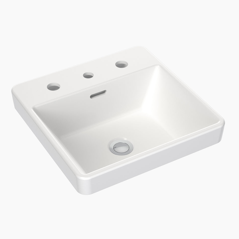 Clark Square Inset Basin with Tap Landing 400mm - White (CL40013.W3)