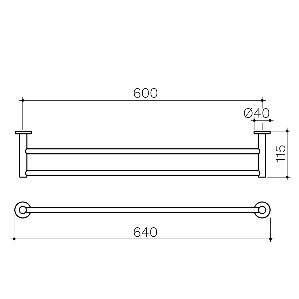 Clark Round Double Towel Rail 600mm (CL60033.B, CL60033.C)