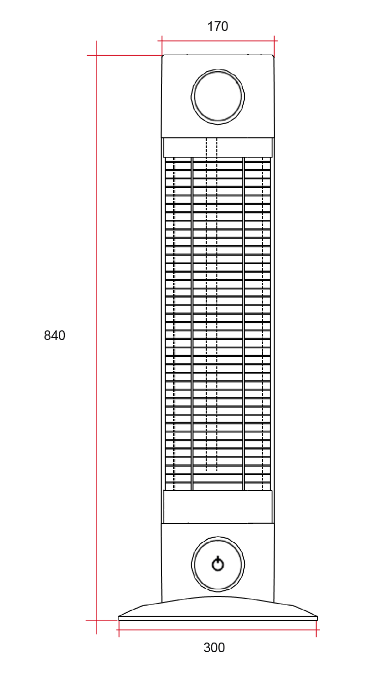 Thermogroup CO1800RB Cedar 1800W Mid-Wave Outdoor Heater technical drawing (CO1800RB)