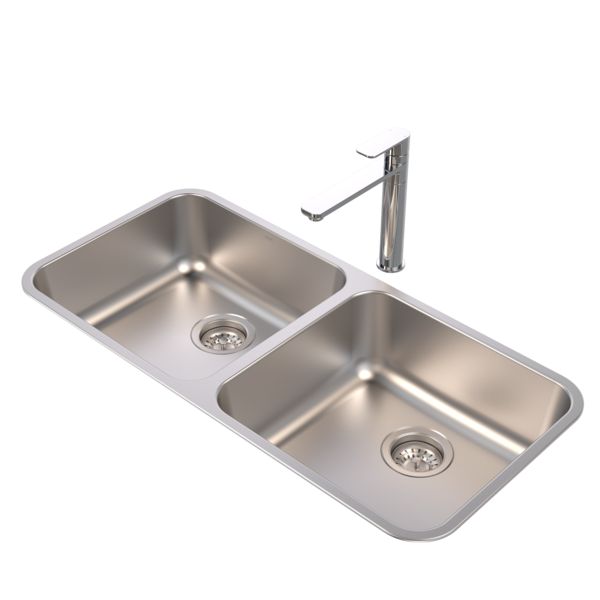 Caroma Luna® DOUBLE BOWL O/M & U/M - Chrome (COCL200)