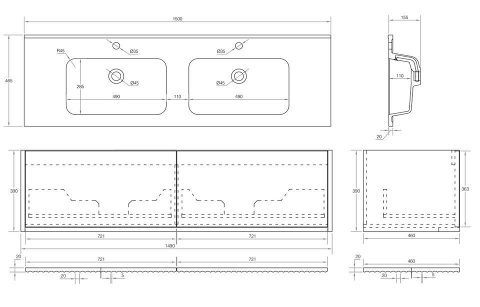 Cassa Designs Capture Wall Hung Vanity