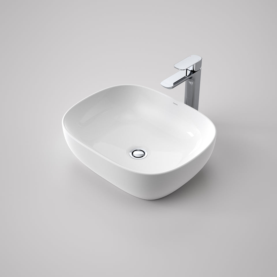 Caroma Tribute Above Counter Basin - Curved Rectangle 480mm - White (874900W)