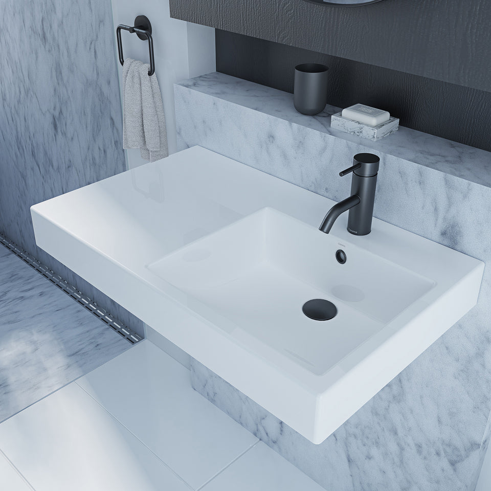 Caroma Liano Nexus 750 Wall Basin - Left Hand Shelf - White (665515W)