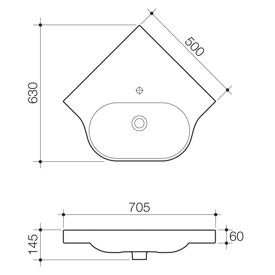 Caroma Opal® Sole Corner Wall Basin - White (631910W)