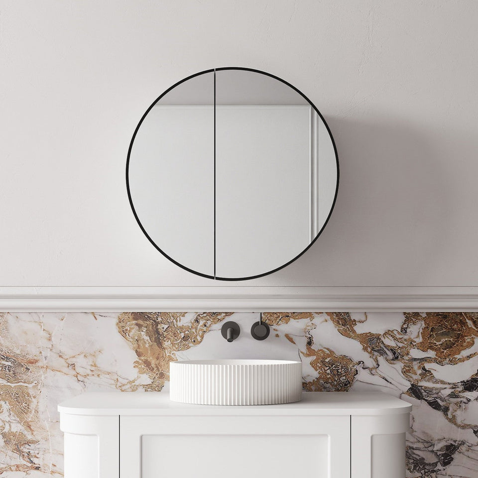 Auris Round Shaving Cabinet Matte Black