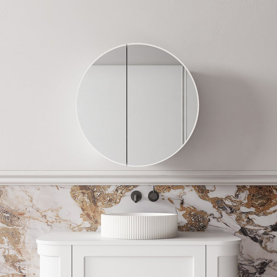 Cassa Designs Auris Round Shaving Cabinet - 800mm / Matte White (AURIS800MW)