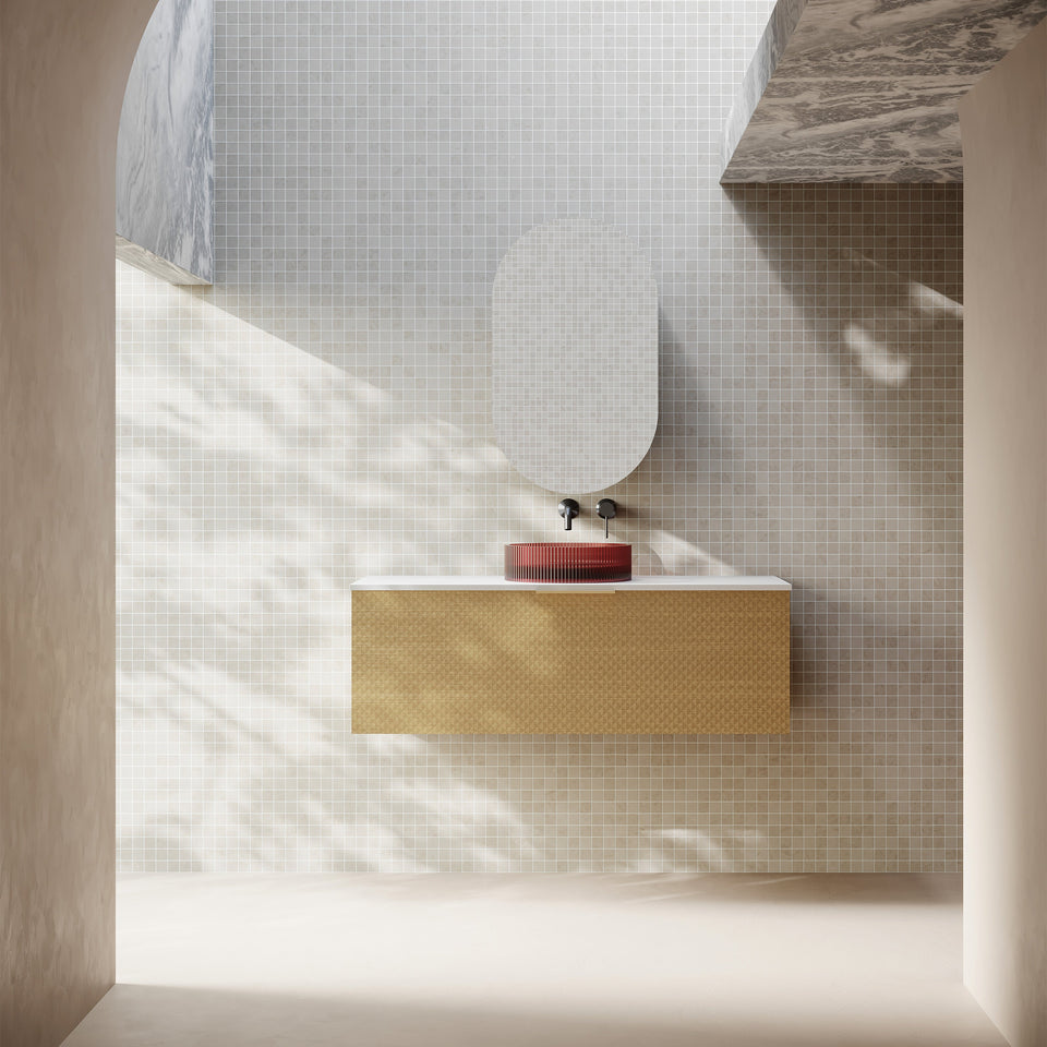 Relievo 1200mm Wall Hung Vanity Relievo Oak - 3D view, front view