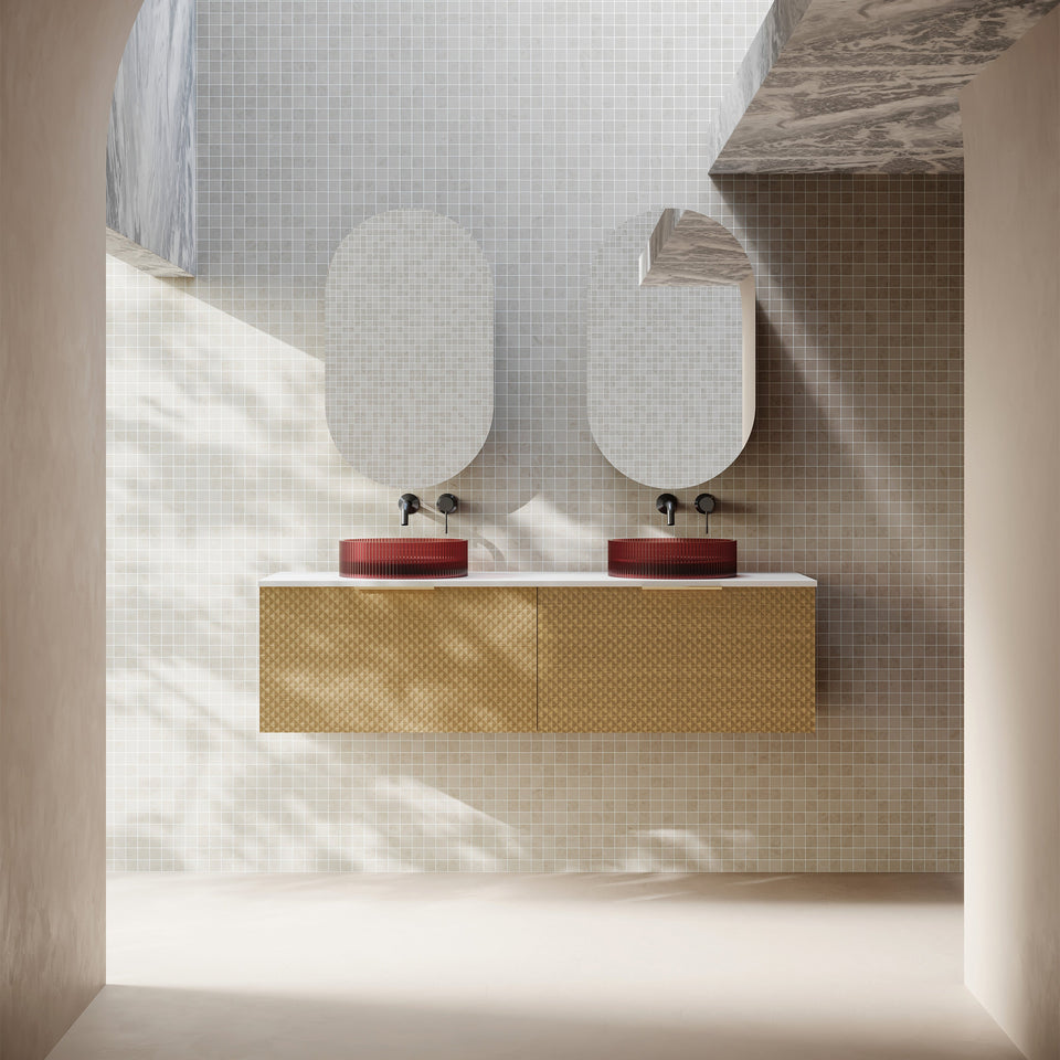 Relievo 1500mm Wall Hung Vanity Relievo Oak - 3D view, front view
