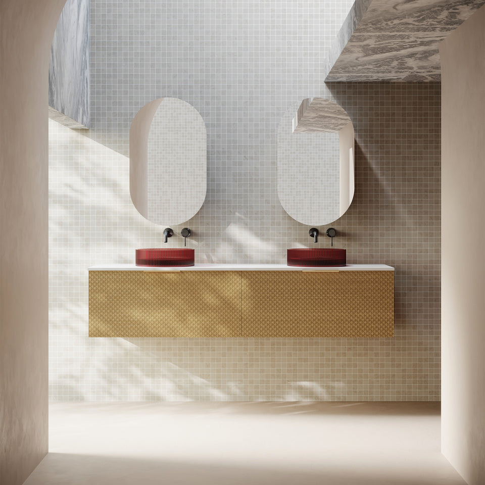 Relievo 1800mm Wall Hung Vanity Relievo Oak - 3D view, front view