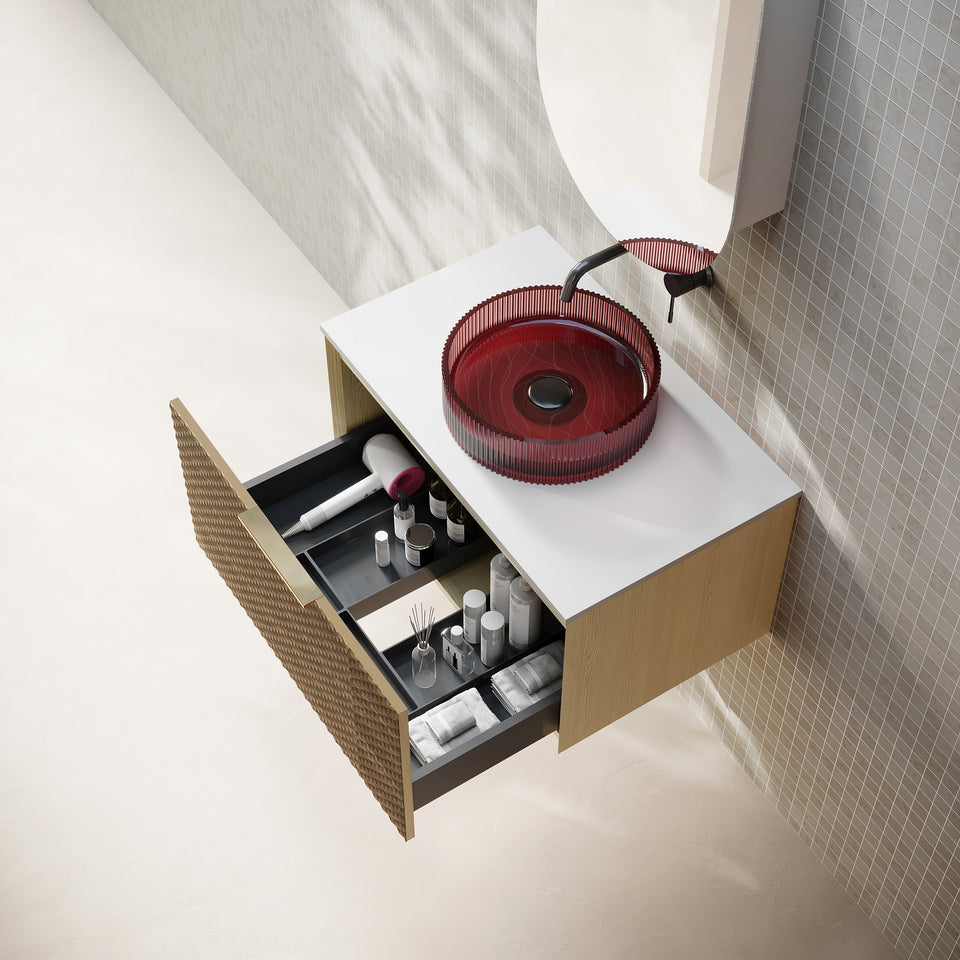 Relievo 750mm Wall Hung Vanity - 3D view, top view