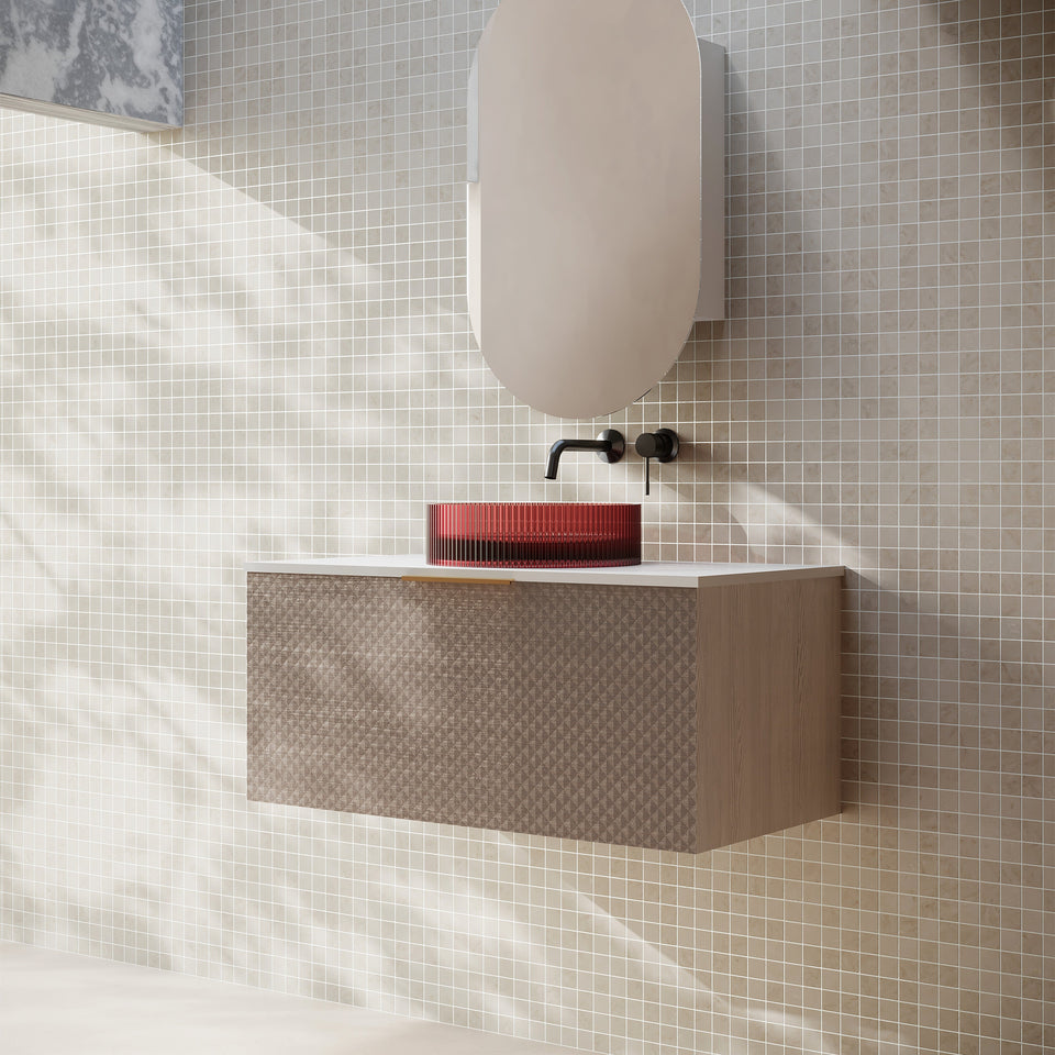 Relievo 900mm Wall Hung Vanity - 3D view, side view
