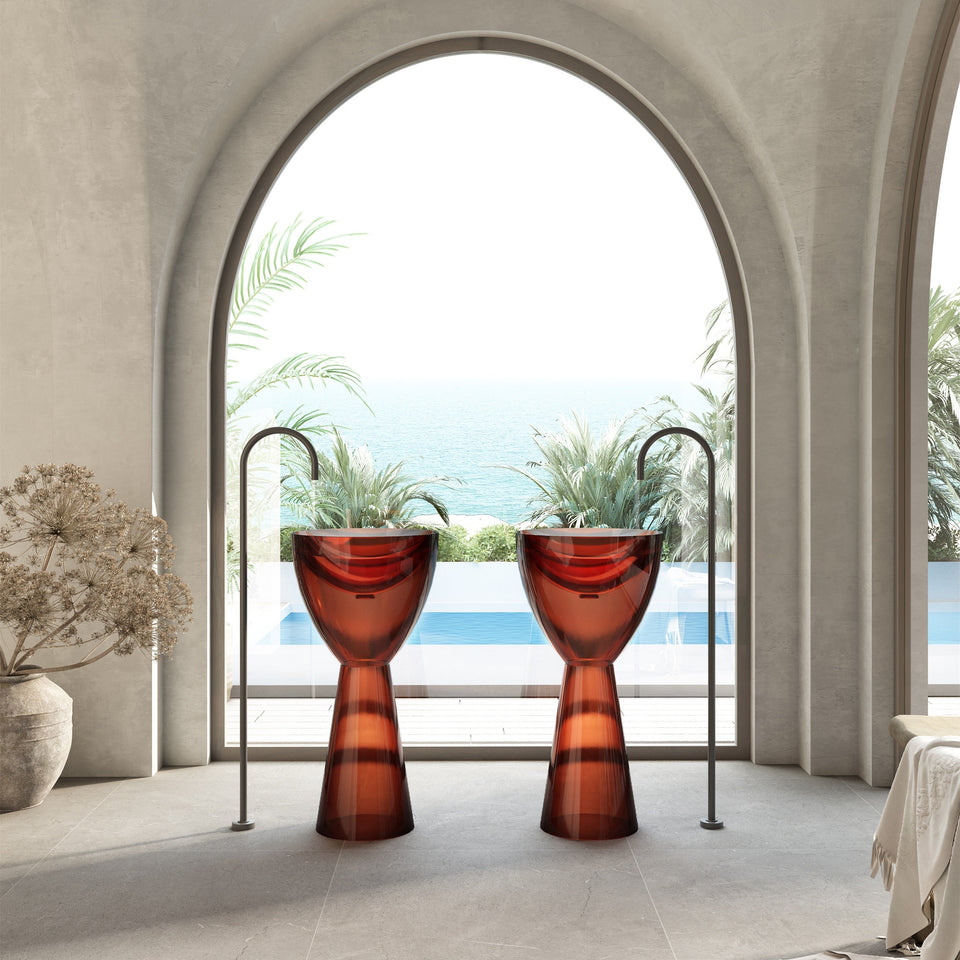 Wow Translucency Pedestal Basin Amber Brown