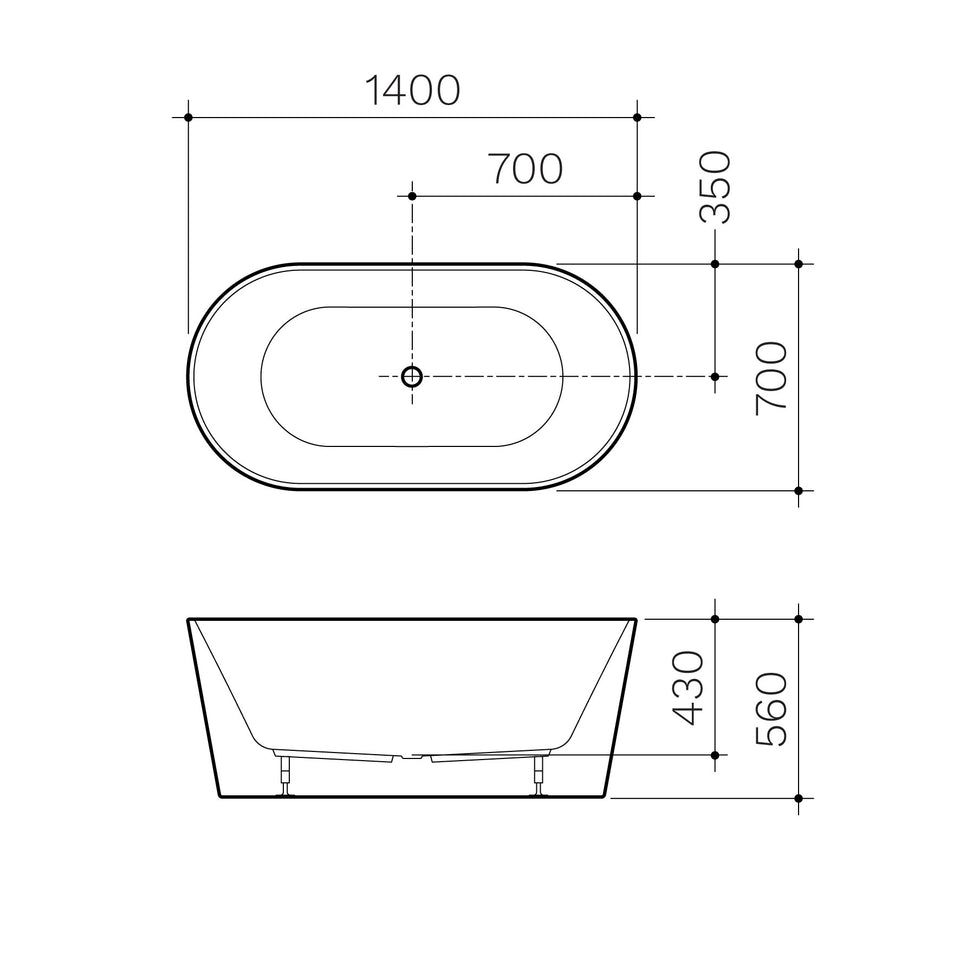 Clark Round Freestanding Bath 1400mm - White (CL50005.WFSN)