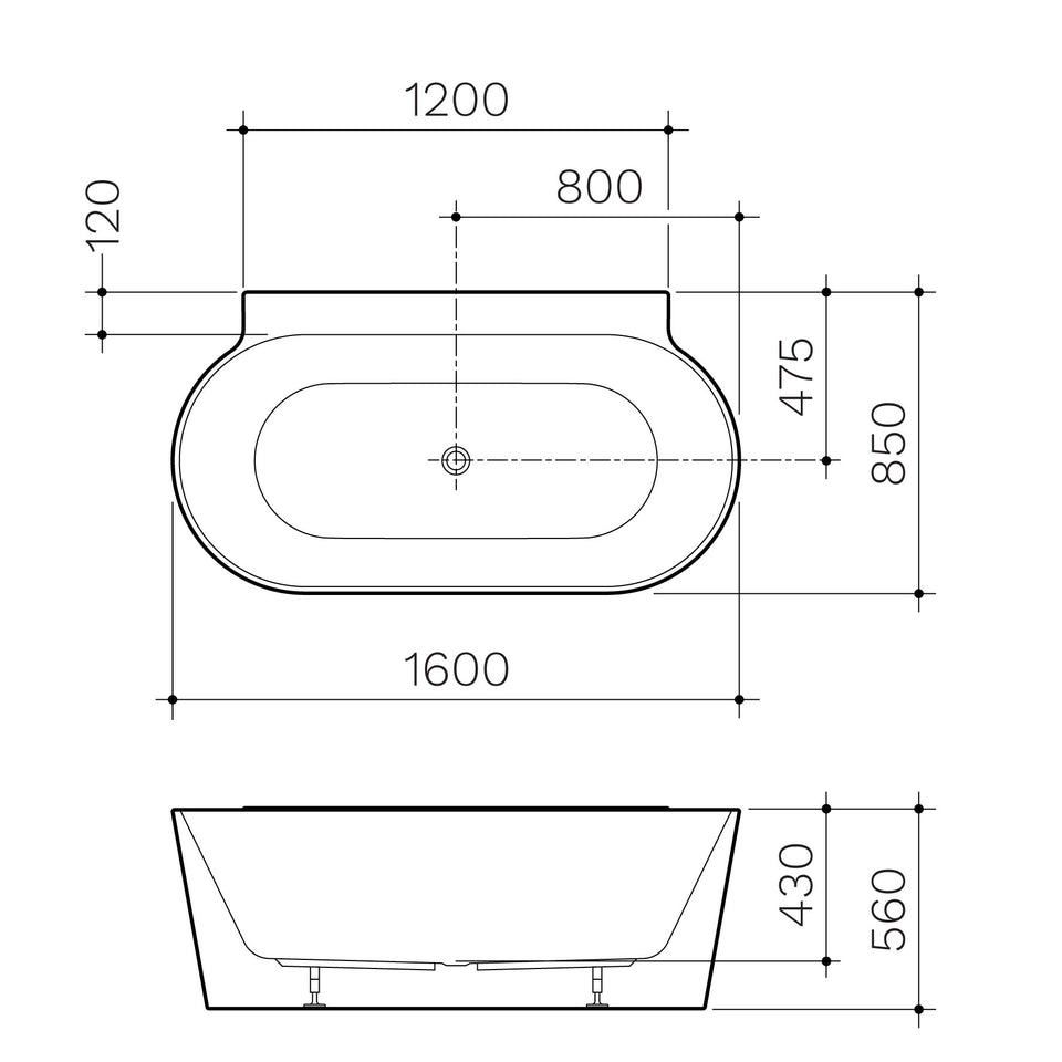 Clark Round Back to Wall Freestanding Bath 1400mm - White (CL50004.WBTWN)