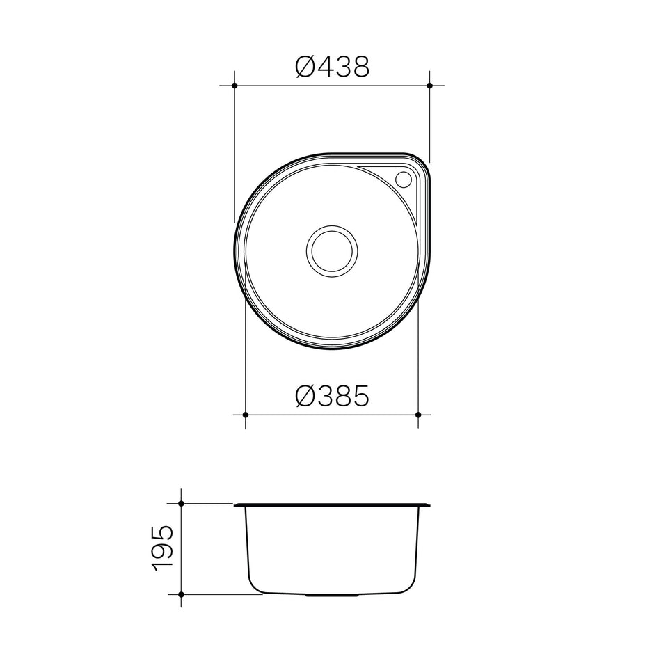 Clark Round Bowl Overmount with Tap Landing - Stainless Steel (4012)