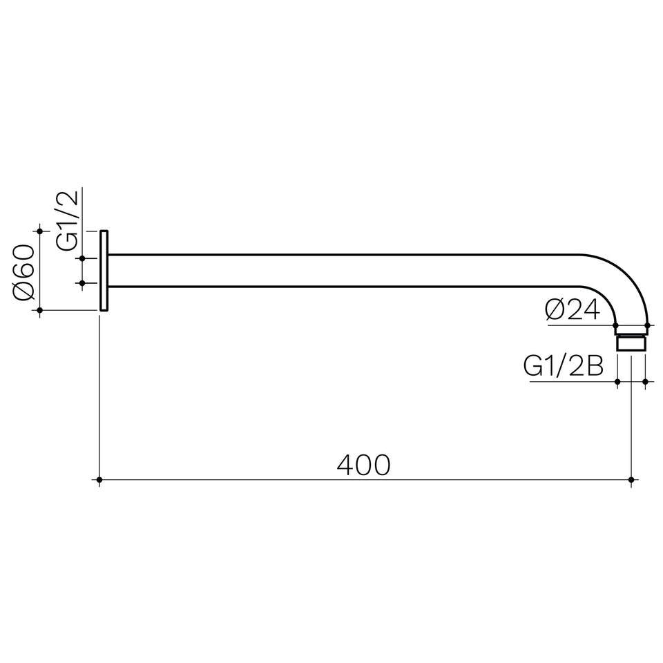 Clark Right Angled Wall Arm 400mm - Black (CL10052.B)