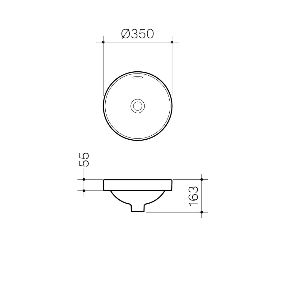 Clark Round Inset Basin 350mm - White (CL40010.W0)