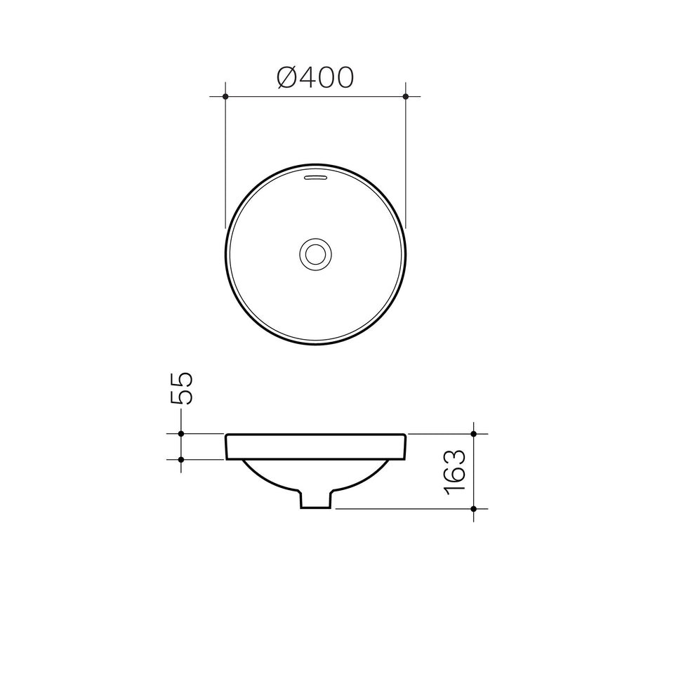 Clark Round Inset Basin 350mm - White (CL40014.W0)