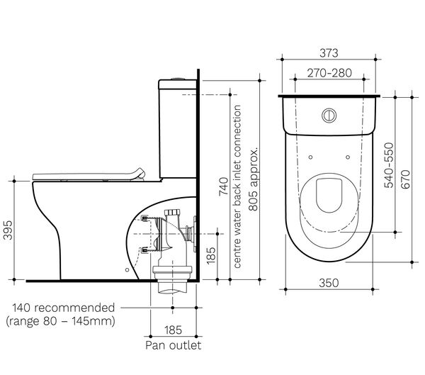 Clark Round Back To Wall Toilet Suite - White (CL30009.W4S)