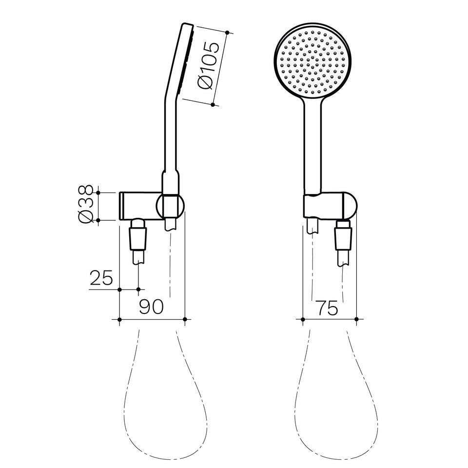 Clark Round Hand Shower - Black (CL10048.B3A)
