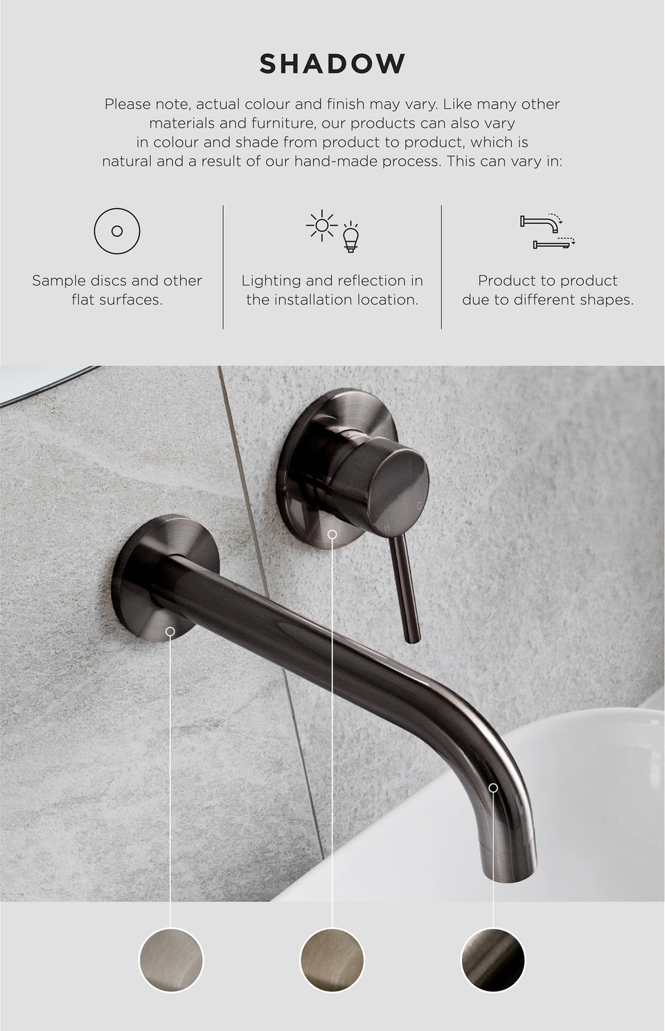 Meir Round Paddle Wall Mixer Set Shadow - Shadow Gunmetal
