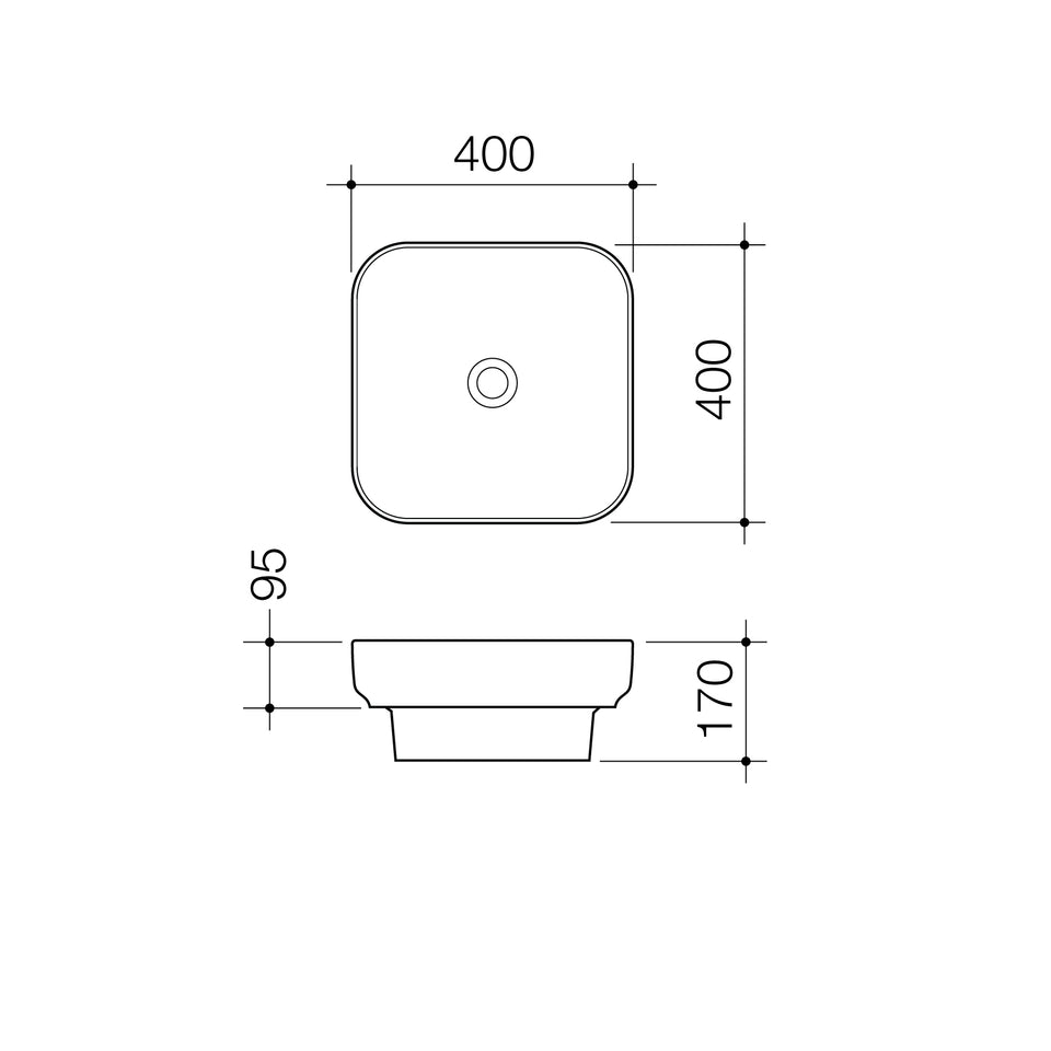 Caroma Tribute Square 400 Inset Basin NTH NOF - White (876800W)