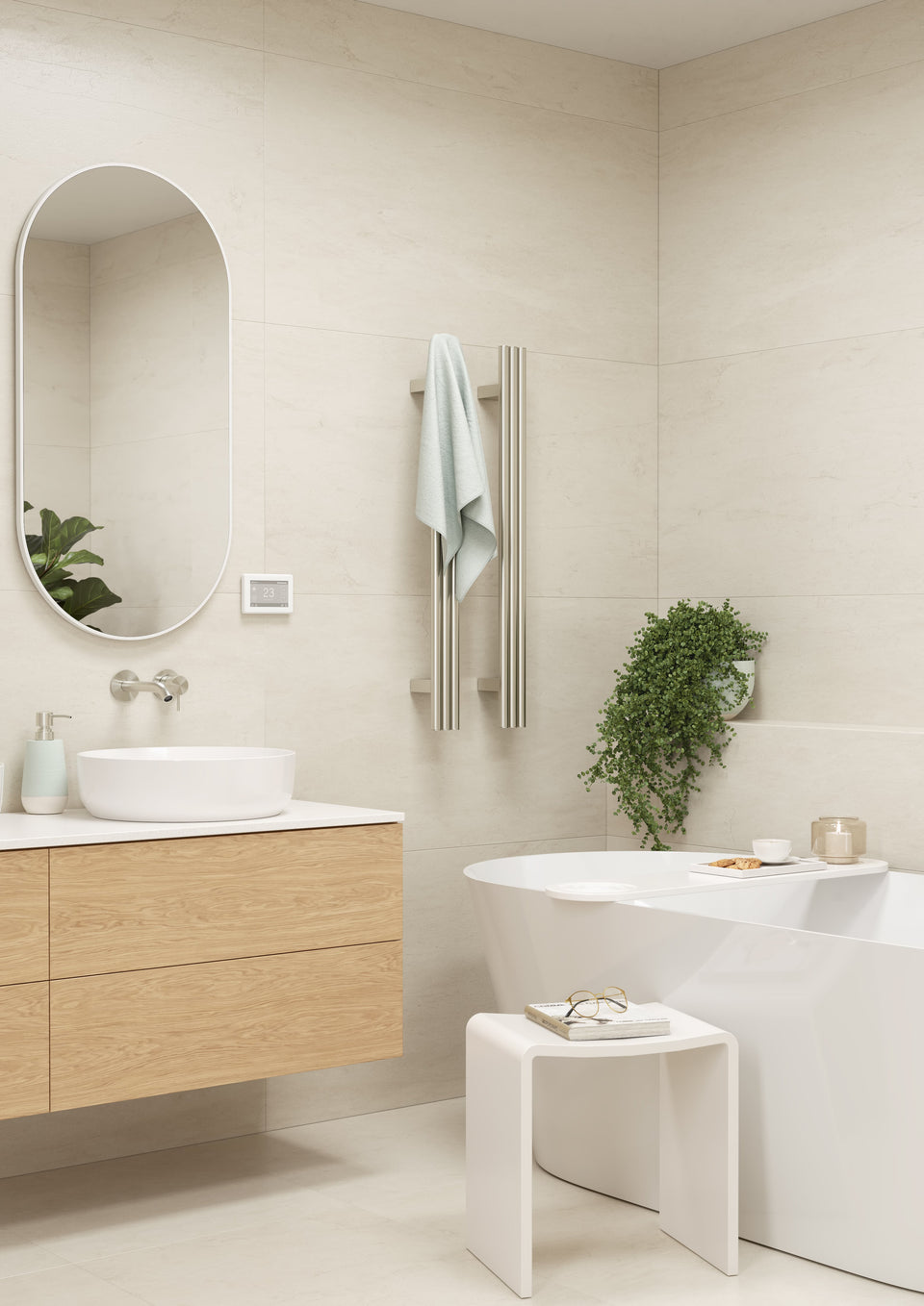 Thermogroup VW900 Polished Stainless Steel Triple Tube Vertical Single Heated Towel Rail (VW900) 4