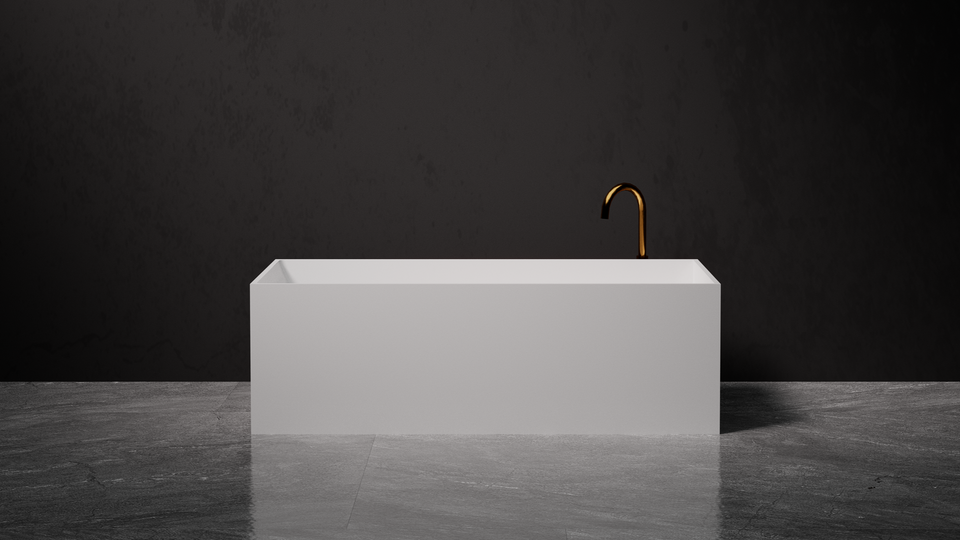 Pietra Bianca Cube Freestanding Bath