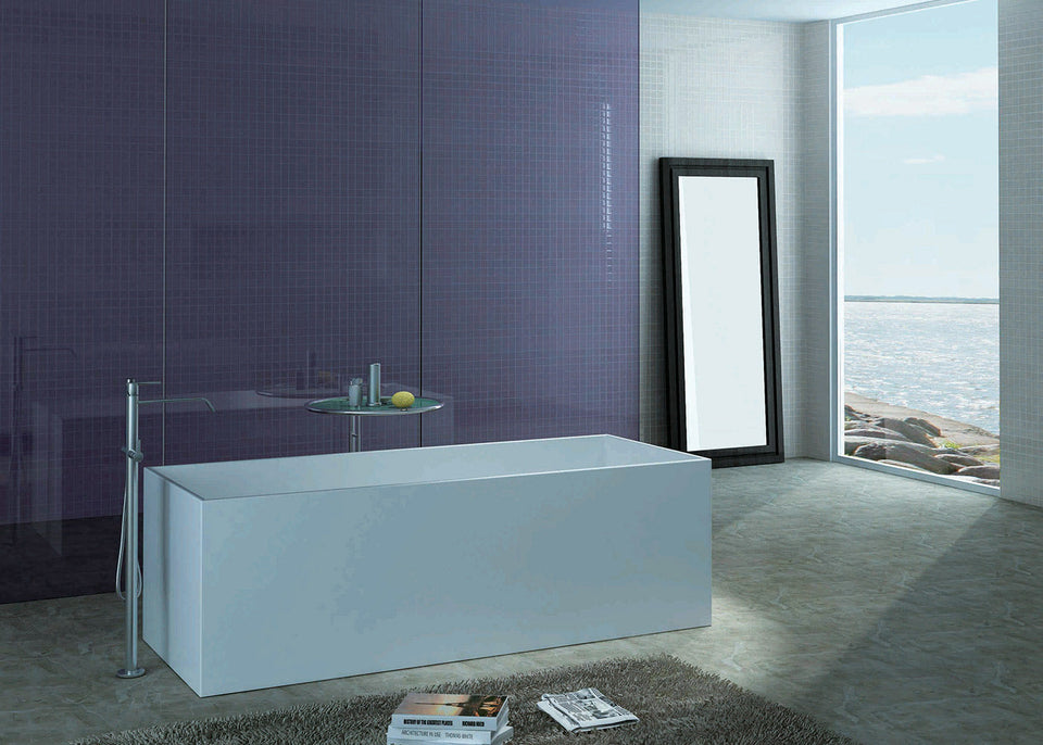 Pietra Bianca Cube Freestanding Bath
