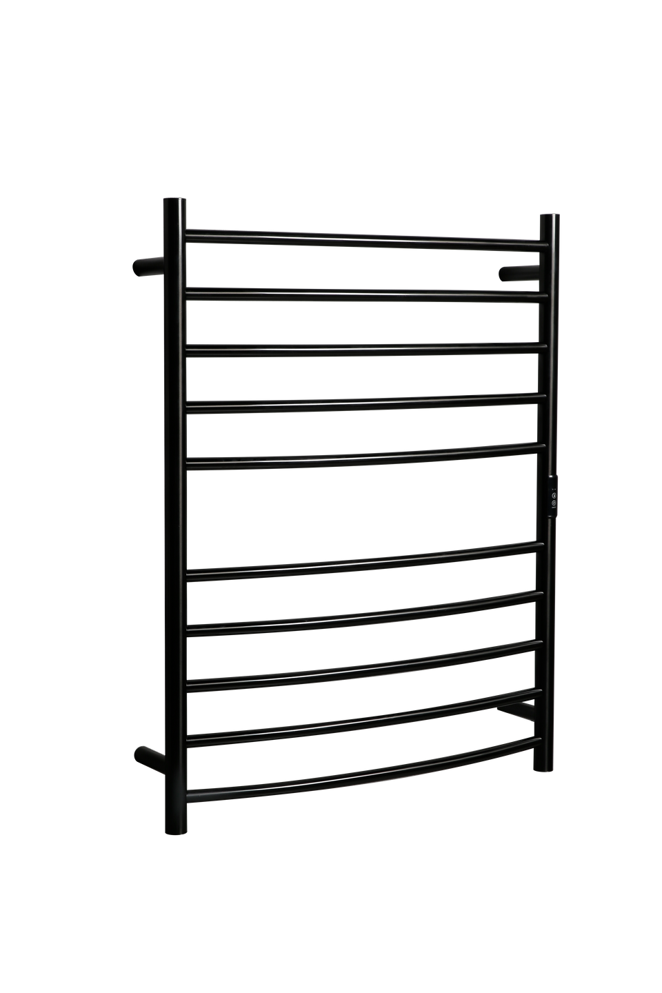 Hotwire Curved Round Heated Towel Rail 10 Bars Gun Metal 900hx700w Inc Timer