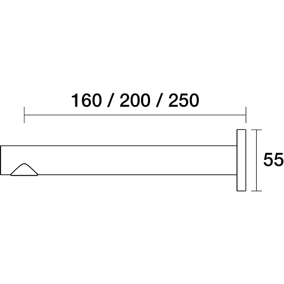PAR Taps Lugano Bath Wall Fixed Outlet 250mm technical drawing (D22.023.3)