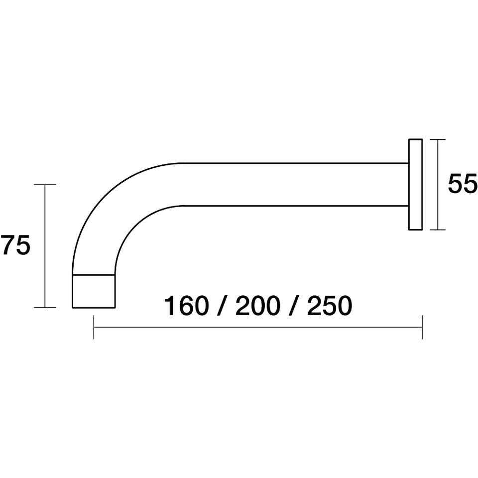 PAR Taps Lugano Bath Wall Fixed 90 degree 250mm - White (D22.023.6.28)