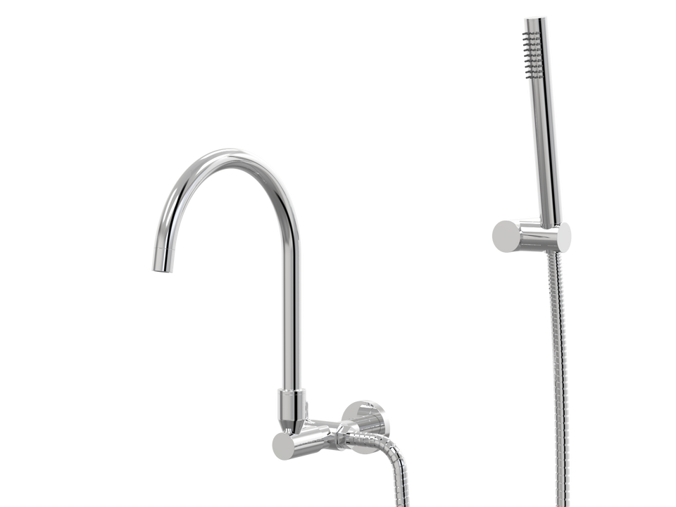PAR Taps Lugano Spa Wall Swivel Divertor Outlet with Handshower &amp; Bracket - Chrome (D22.044.3.01)