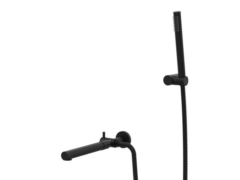 PAR Taps Lugano Spa Wall Fixed Divertor with Handshower &amp; Bracket Outlet Only - Matt Black (D22.045.1.34)