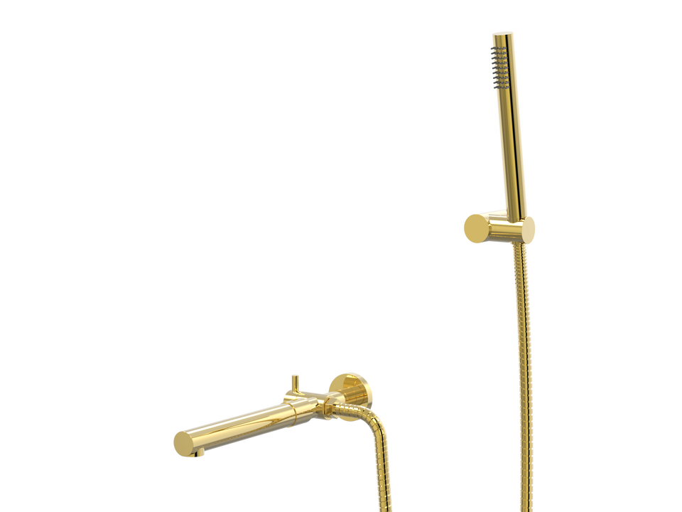 PAR Taps Lugano Spa Wall Fixed Divertor with Handshower &amp; Bracket Outlet Only - 23k Gold (D22.045.1.11)