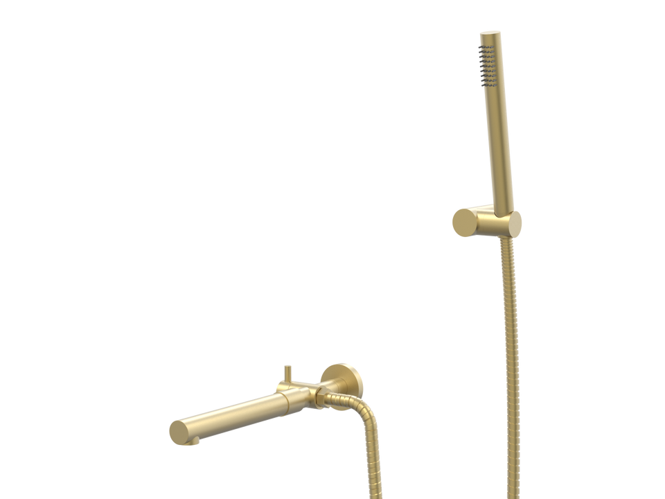 PAR Taps Lugano Spa Wall Fixed Divertor with Handshower &amp; Bracket Outlet Only - Brushed Brass (D22.045.1.41)