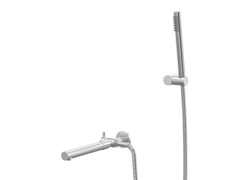 PAR Taps Lugano Spa Wall Fixed Divertor with Handshower &amp; Bracket Outlet Only - Brushed Chrome (D22.045.1.02)
