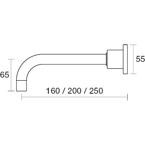 PAR Taps Portsea Bath Wall Fixed 200mm technical drawing (D29.023.2)