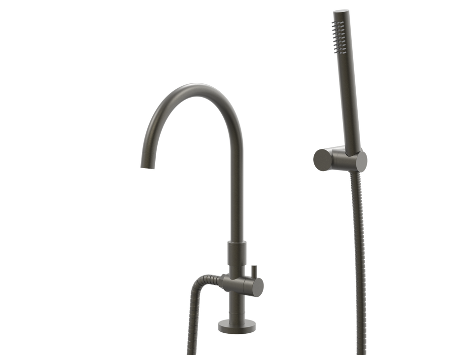 PAR Taps Portsea Spa Hob Swivel Divertor Outlet with Handshower &amp; Bracket - Volcanic Grey (D29.042.3.54)