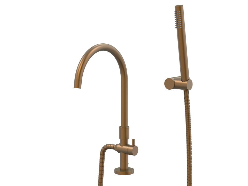 PAR Taps Portsea Spa Hob Swivel Divertor Outlet with Handshower &amp; Bracket - Burnished (D29.042.3.52)