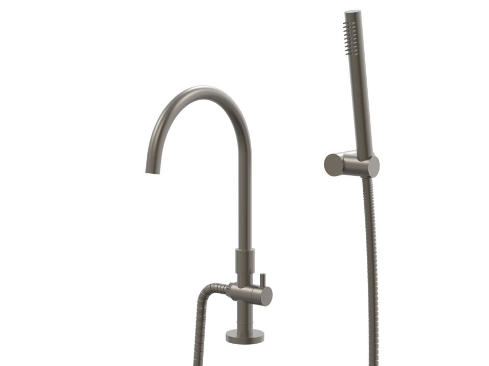 PAR Taps Portsea Spa Hob Swivel Divertor Outlet with Handshower &amp; Bracket - Gunmetal (D29.042.3.23)