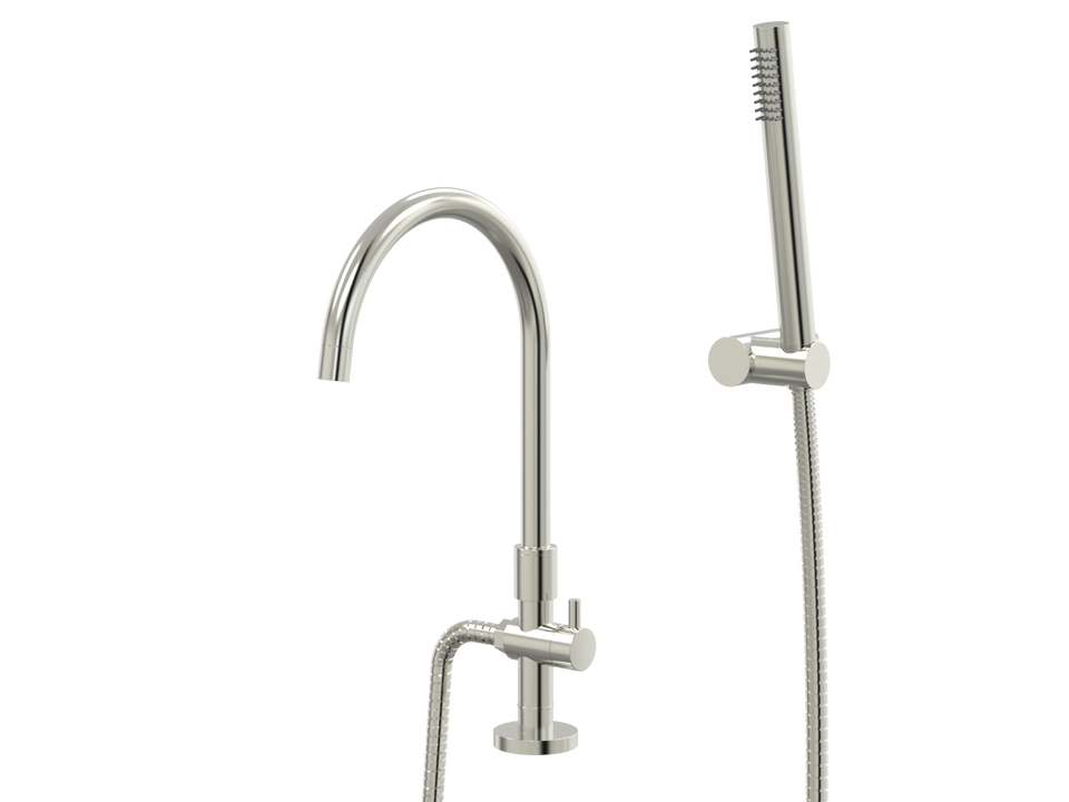 PAR Taps Portsea Spa Hob Swivel Divertor Outlet with Handshower &amp; Bracket - Brushed Nickel (D29.042.3.25)