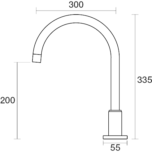 PAR Taps Portsea Spa Hob Swivel X/Large Outlet technical drawing (D29.042.2)