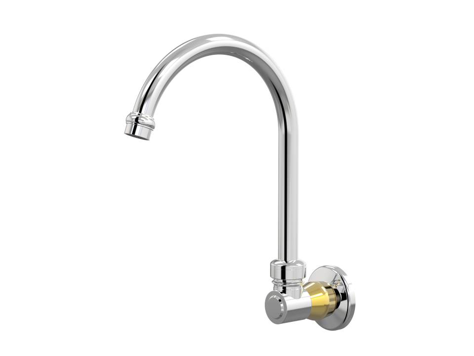 PAR Taps Tudor Sink Wall Swivel - Chrome / Gold (D31.034.1.10)