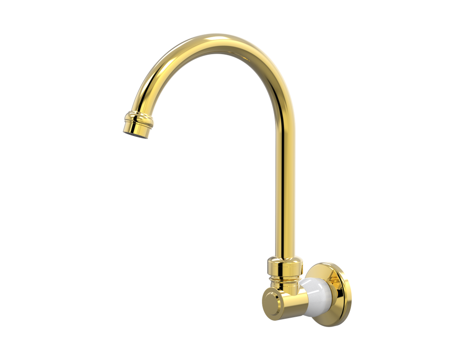 PAR Taps Tudor Sink Wall Swivel - Gold / White (D31.034.1.13)