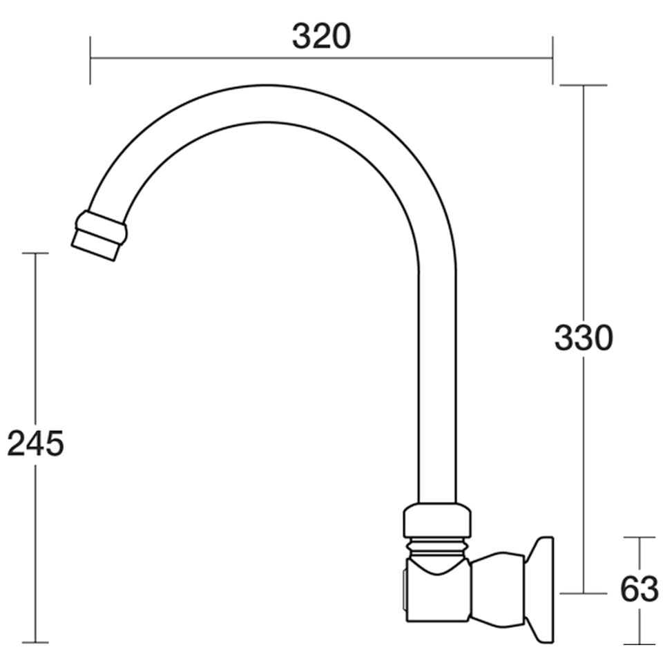 PAR Taps Tudor Spa Wall Swivel Outlet X/Large technical drawing (D31.044.2)