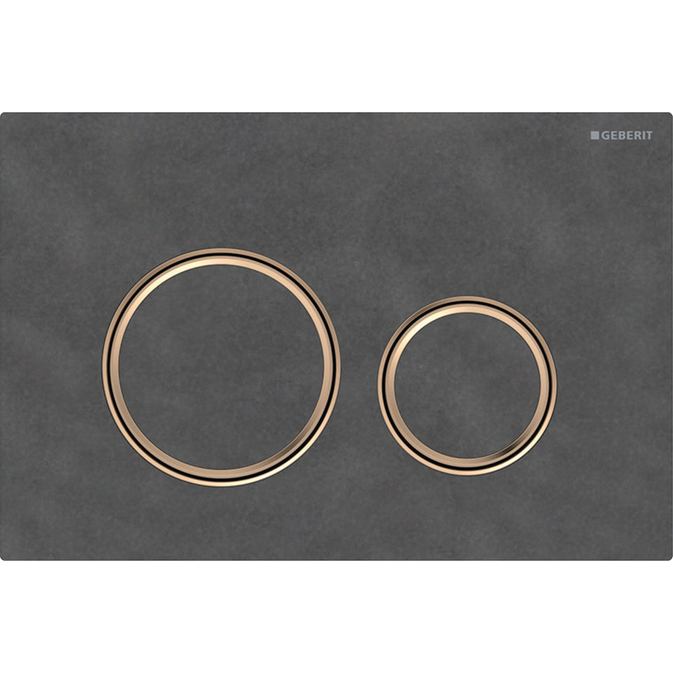 115.650.JM.1 | Geberit Sigma50 actuator plate, round, dual flush, metal colour red gold